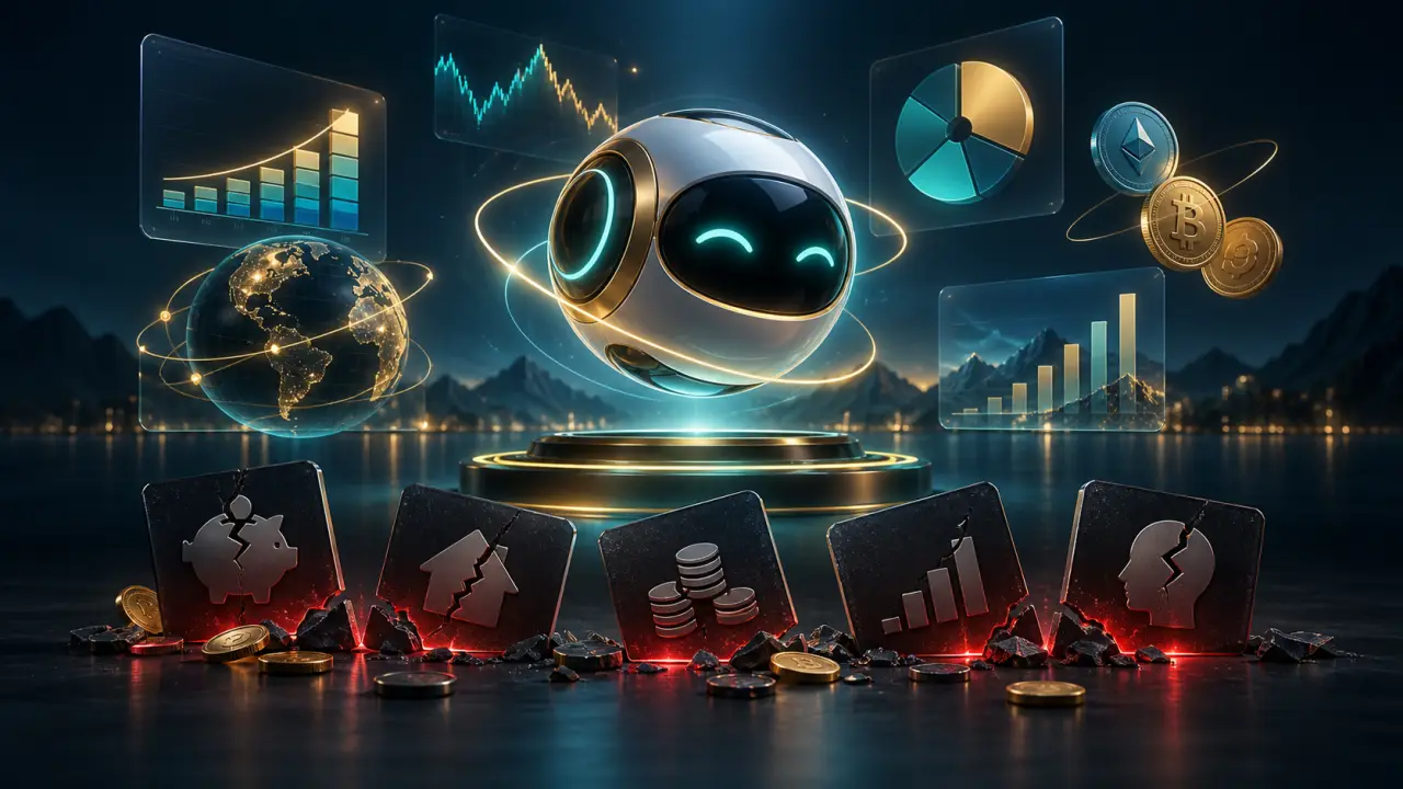 Graphique financier holographique illustrant un portefeuille piloté et diversifié