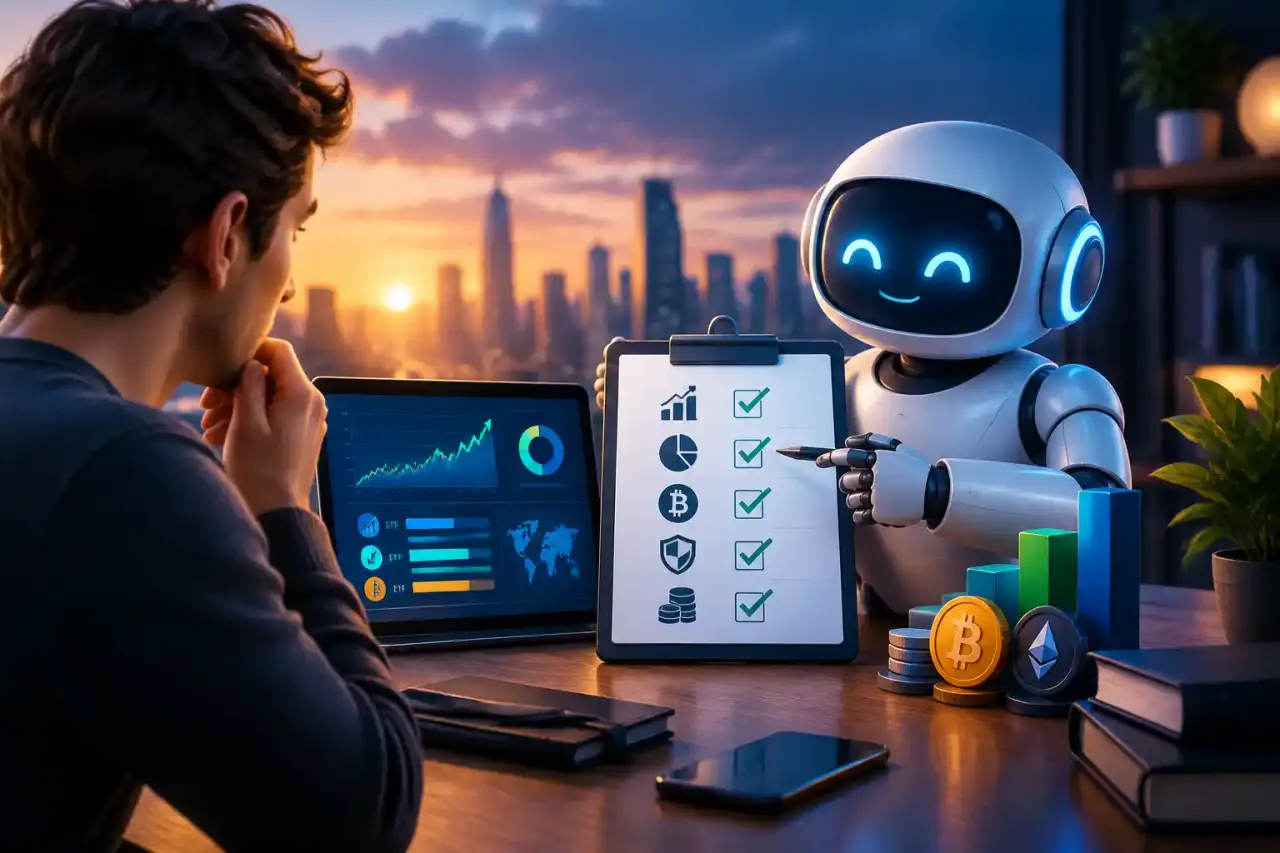 Graphique financier holographique représentant une allocation de portefeuille automatisée