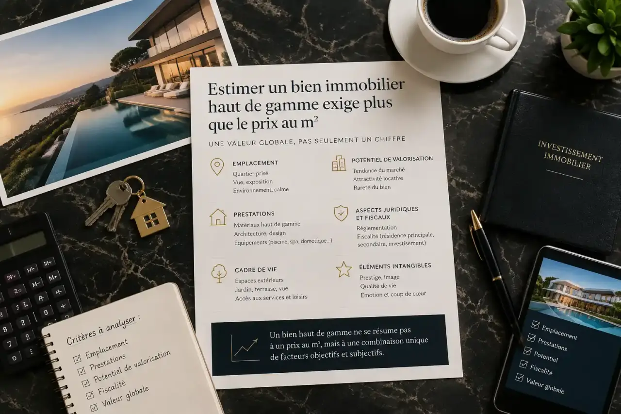 Estimer un bien immobilier haut de gamme exige plus que le prix au m²