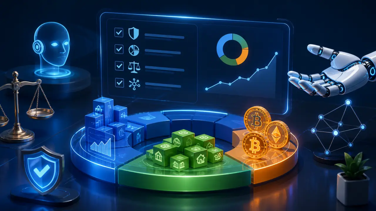 Graphique financier holographique avec pièces flottantes, style futuriste