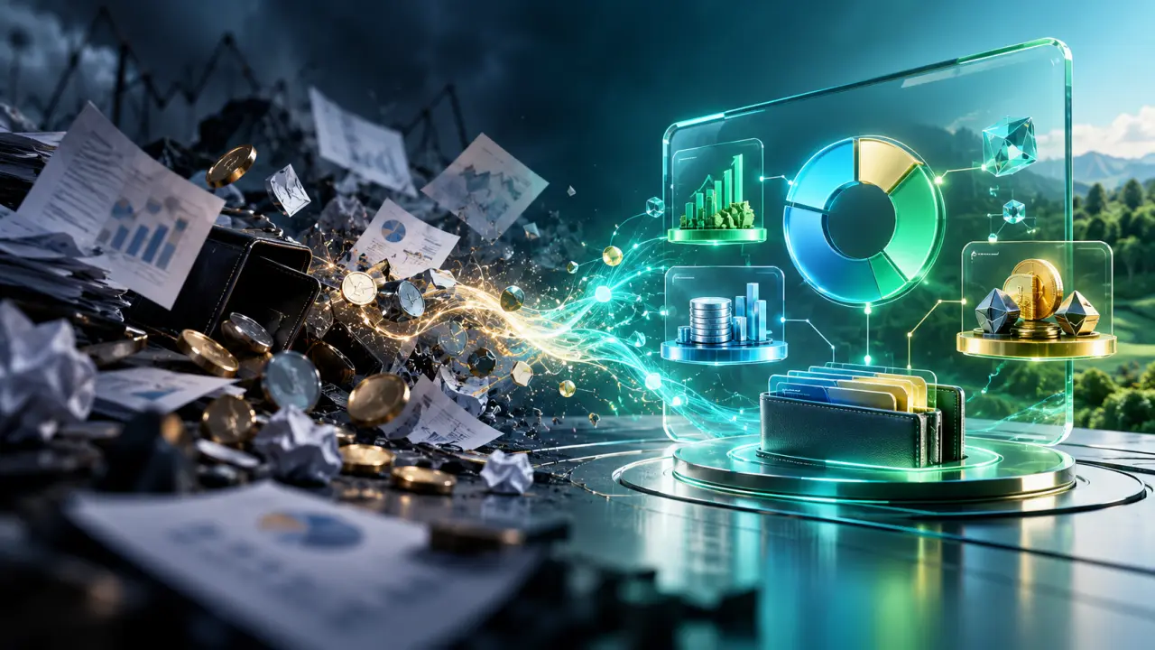 Graphique financier holographique illustrant une allocation d’actifs diversifiée