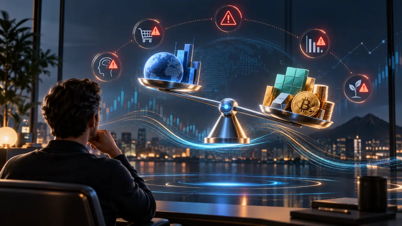 Interface futuriste d’un robo-advisor affichant une allocation d’actifs diversifiée